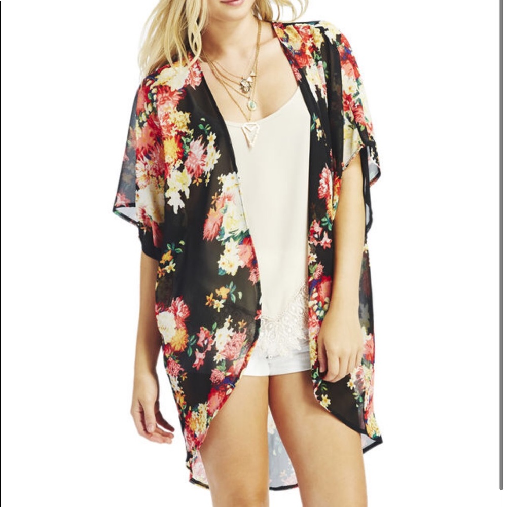 Floral kimono sheer bathing suit cover 🌺